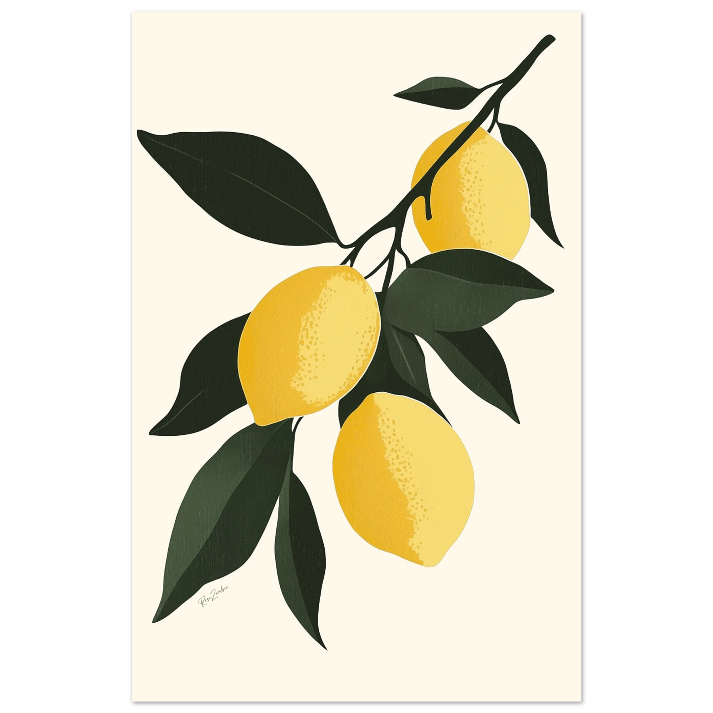 Lemon Tree Branch Poster – Botanical Illustration on FSC Eco-Friendly Paper
