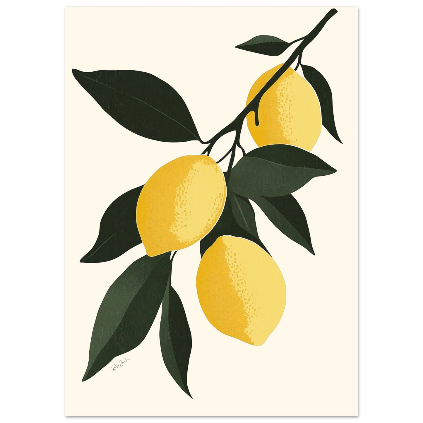 Lemon Tree Branch Poster – Botanical Illustration on FSC Eco-Friendly Paper