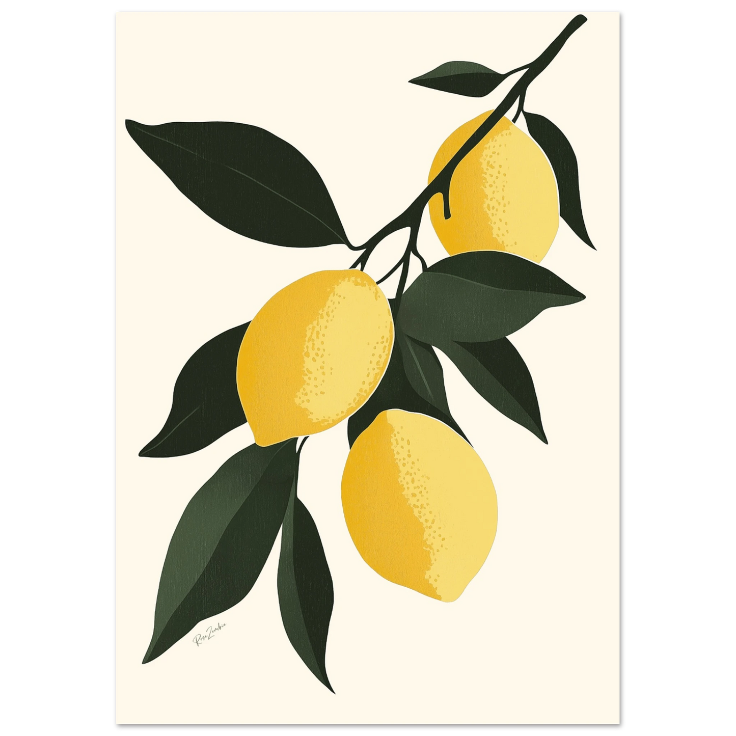 Lemon Tree Branch Poster – Botanical Illustration on FSC Eco-Friendly Paper