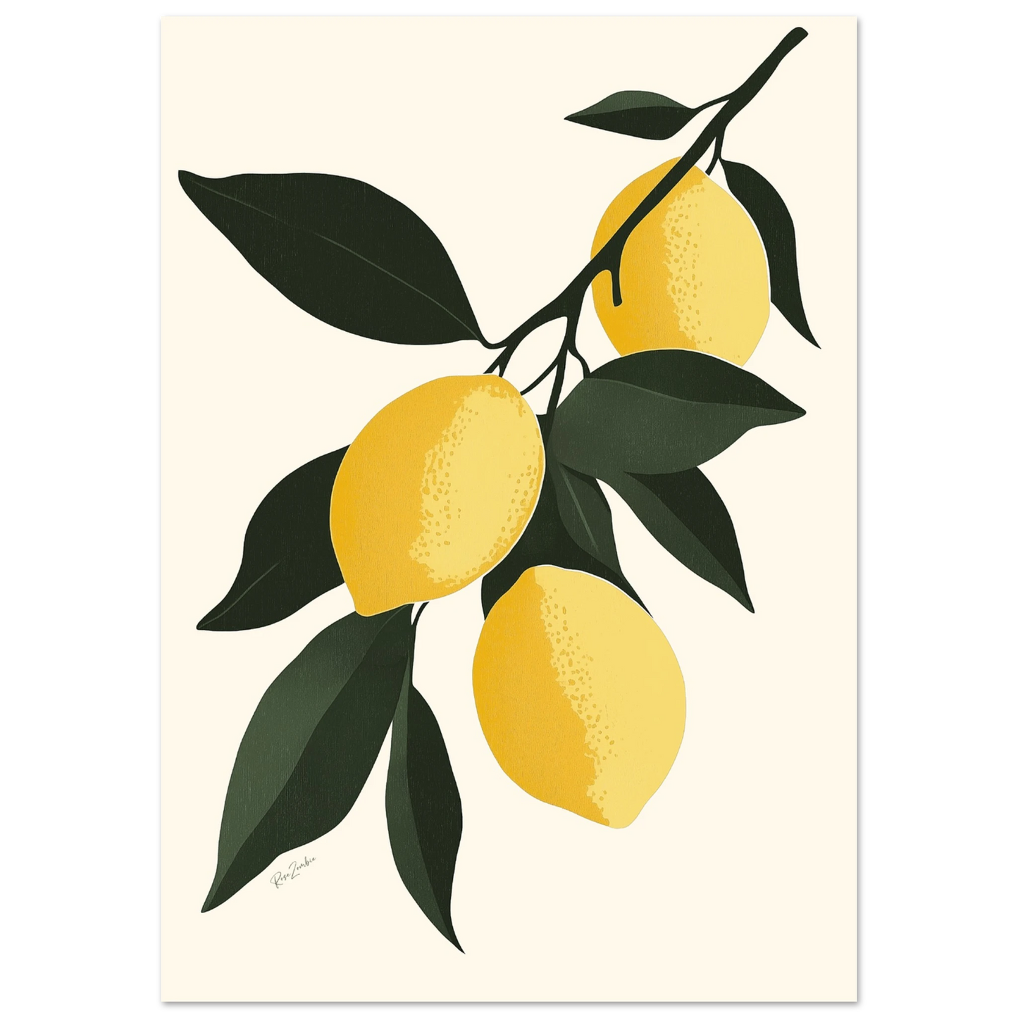 Lemon Tree Branch Poster – Botanical Illustration on FSC Eco-Friendly Paper