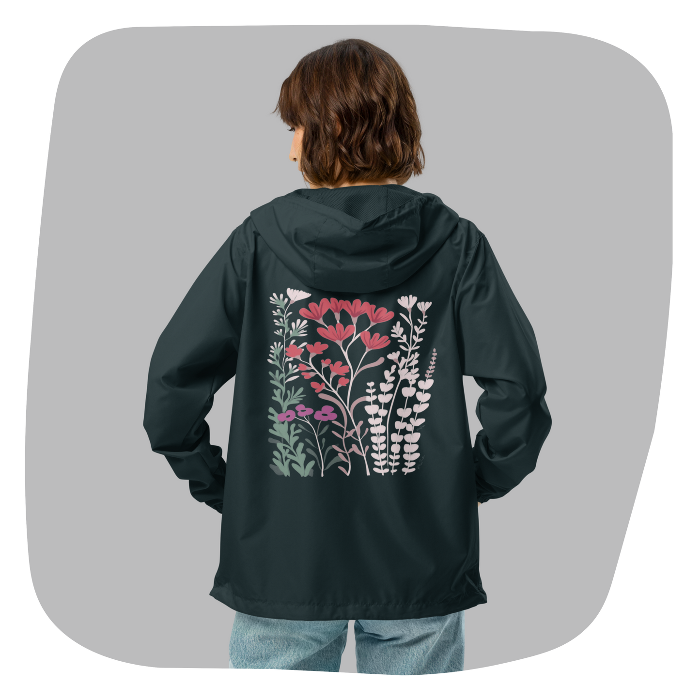 Coupe-vent léger Halo - Motif floral - rose zombie