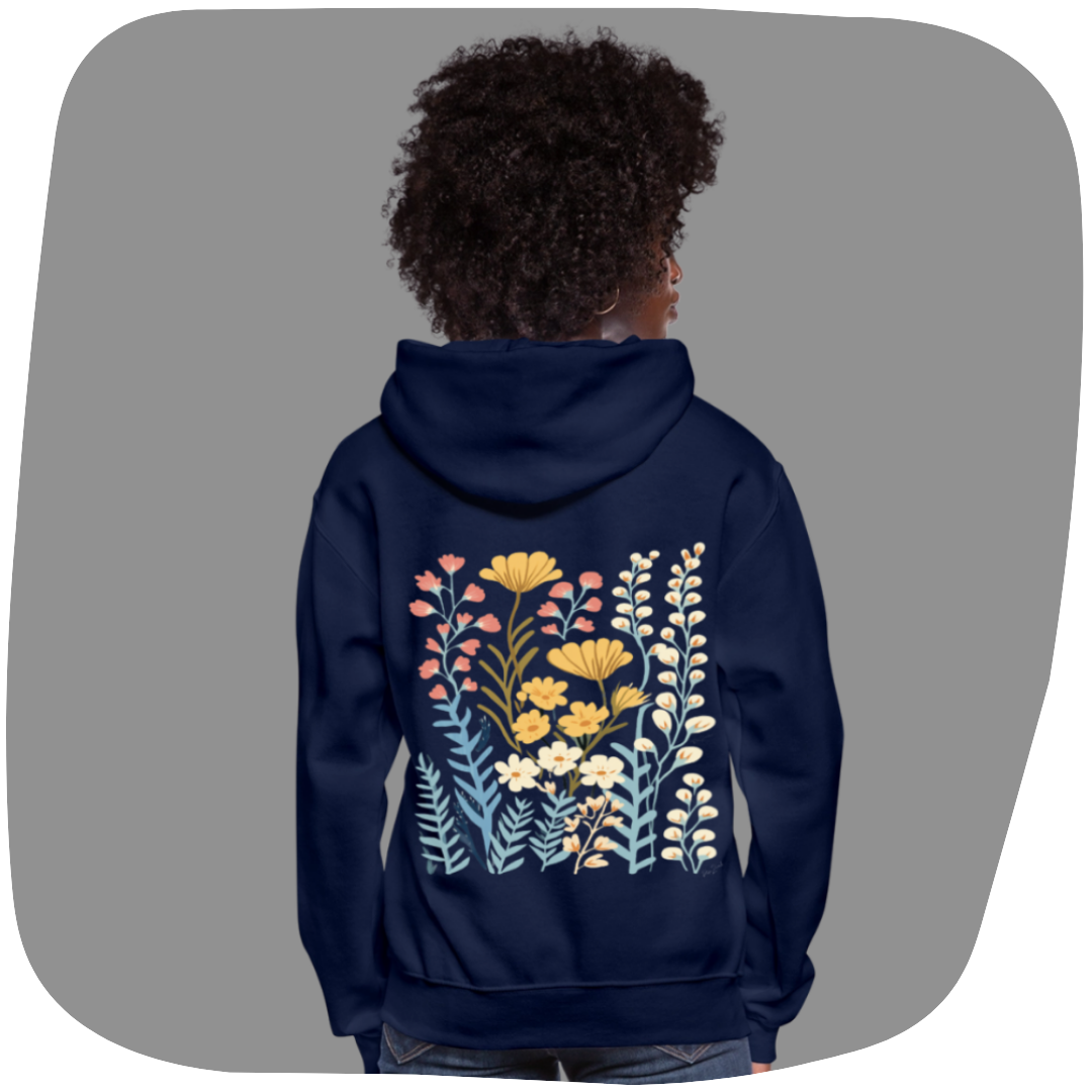 Sweatshirt à capuche en coton durable Halo - Motif floral - rose zombie