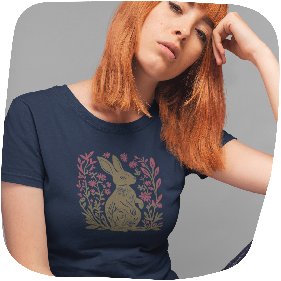 T-shirt en coton bio - Motif de lapin - rose zombie