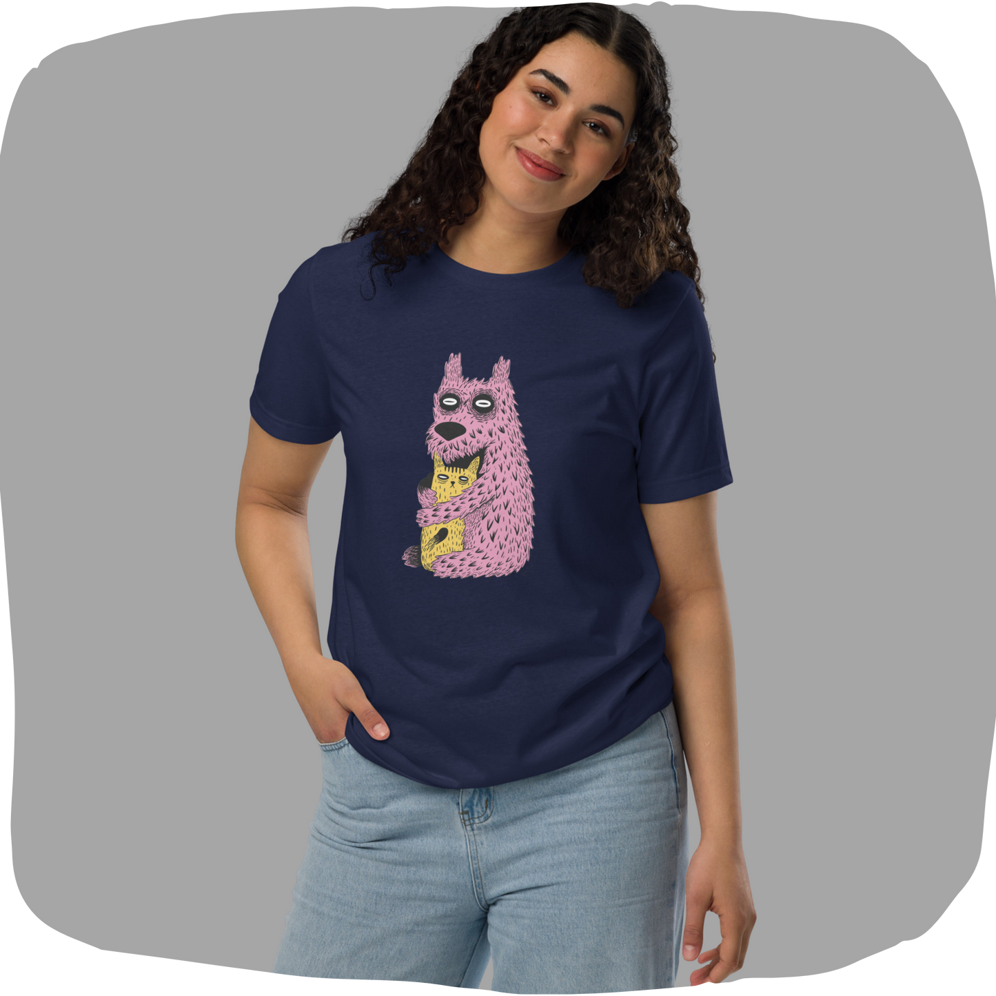 T-shirt écolo en coton recyclé – Design créatures câlines | Look décalé