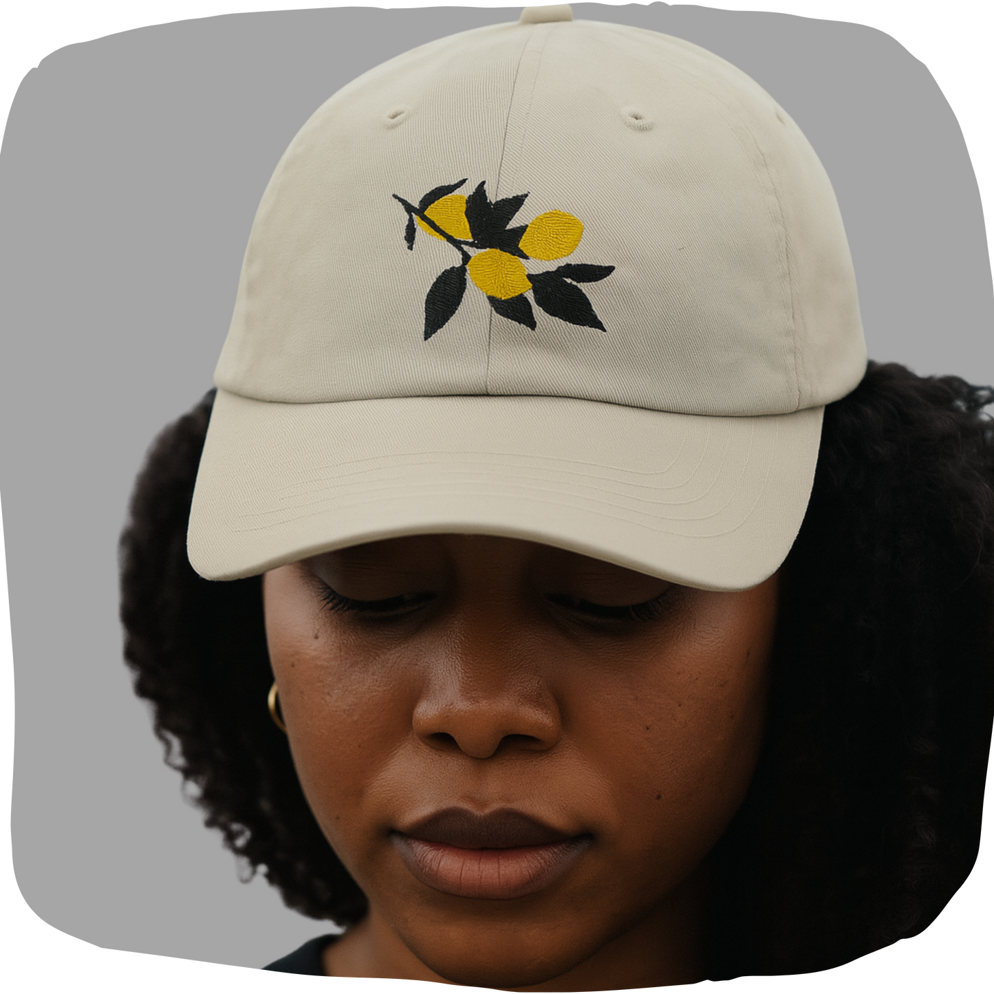 Casquette de baseball bio - Imprimé brodé d'une branche de citronnier