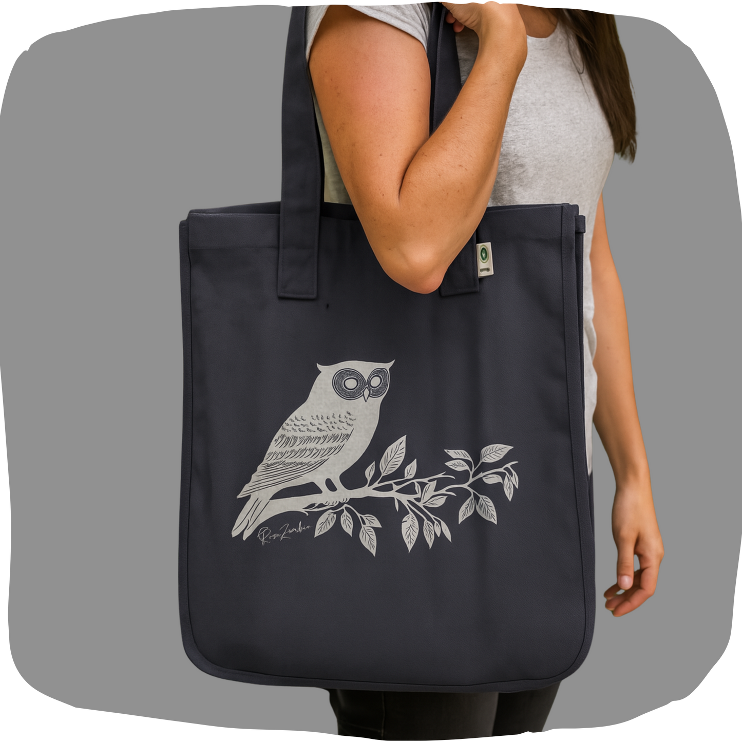 Sac tote de chanvre et coton durable - Imprimé de Imprimé de hibou