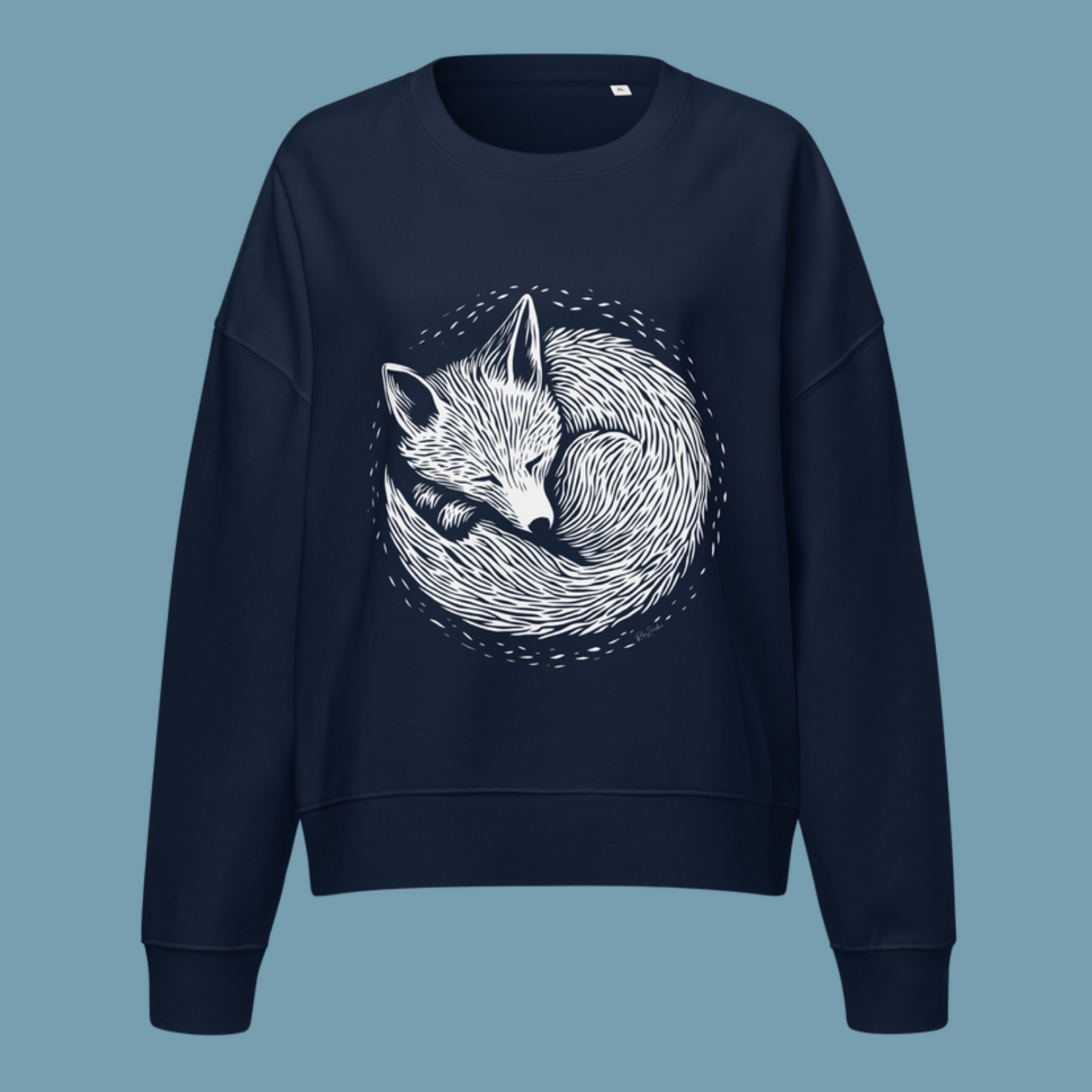 Pull court en coton bio Foxy - Motif de renard - rose zombie