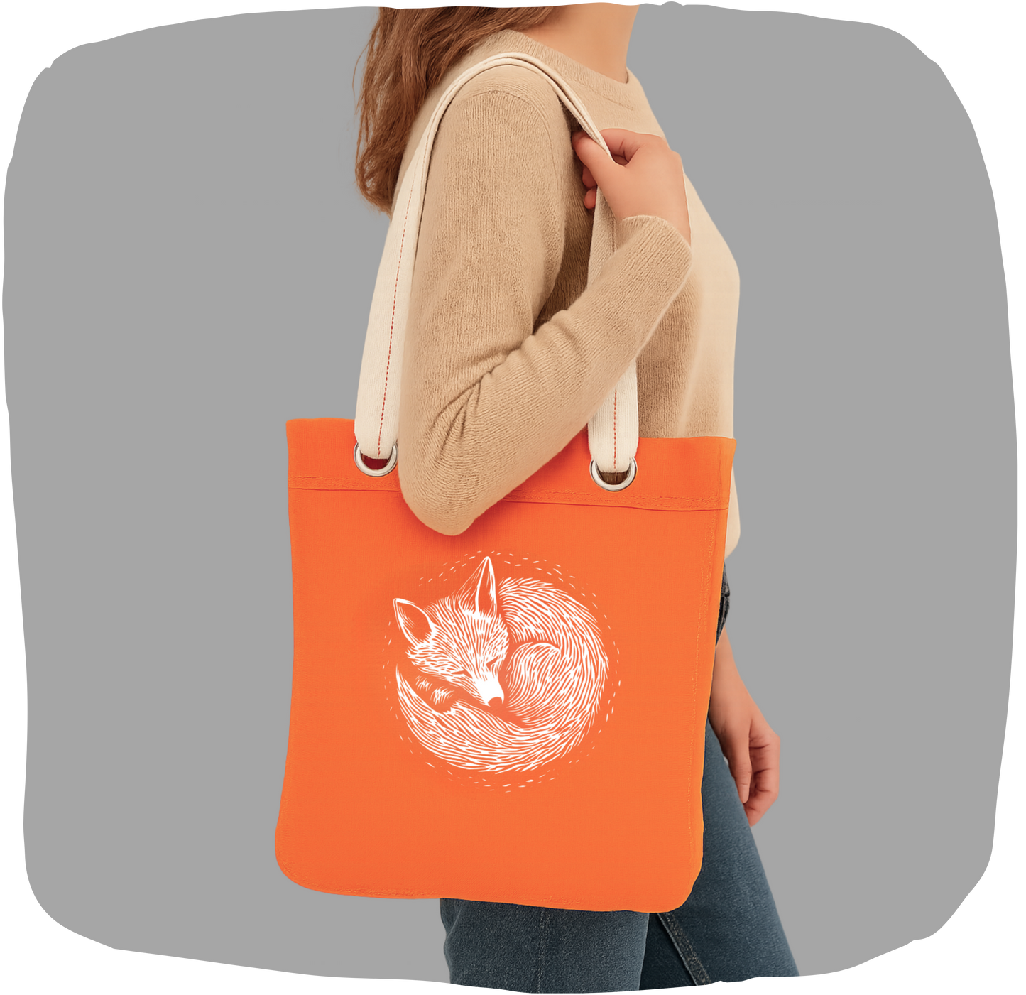 Sac tote en toile de coton - Imprimé de renard