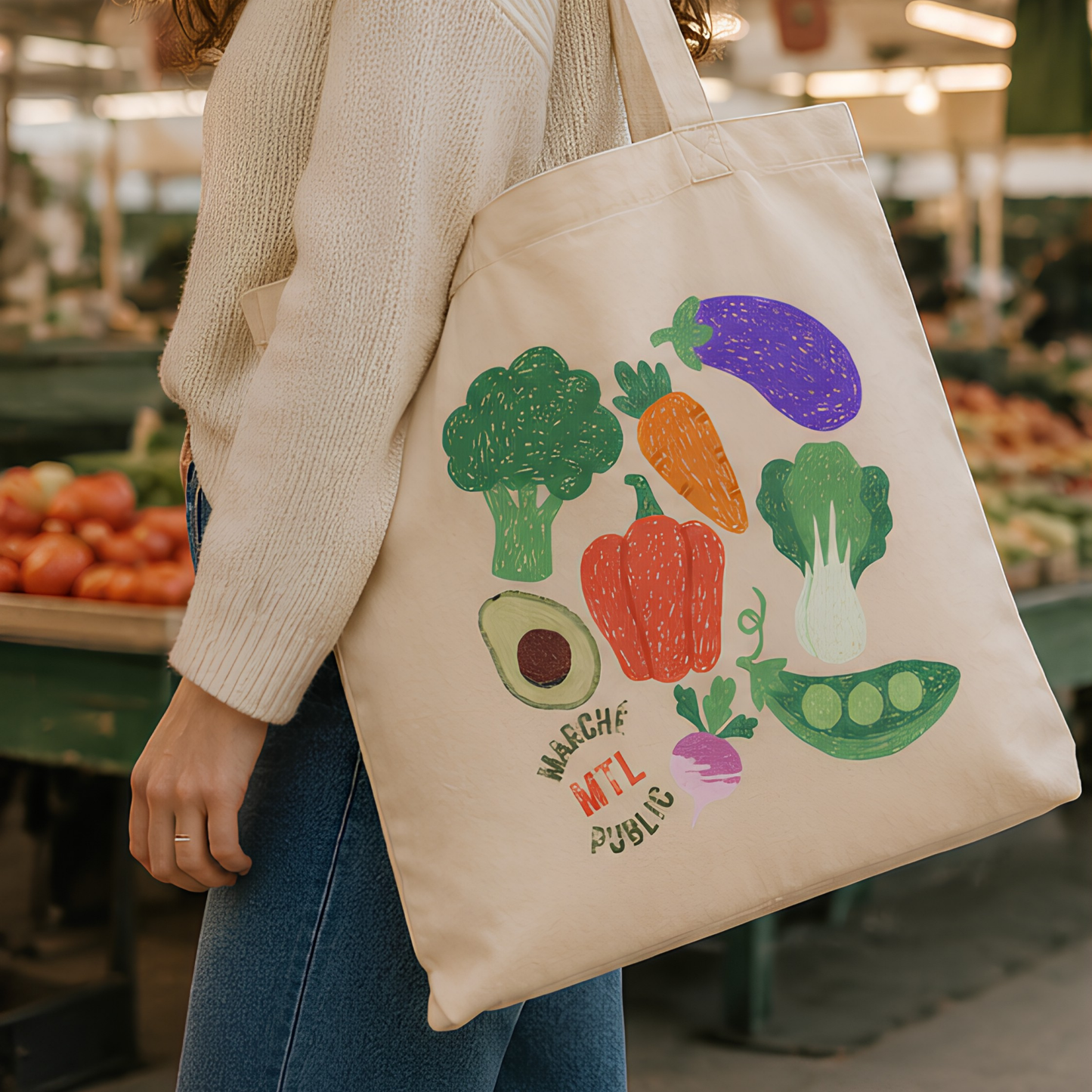 Beige Organic Cotton Tote Bag – Montréal Public Market