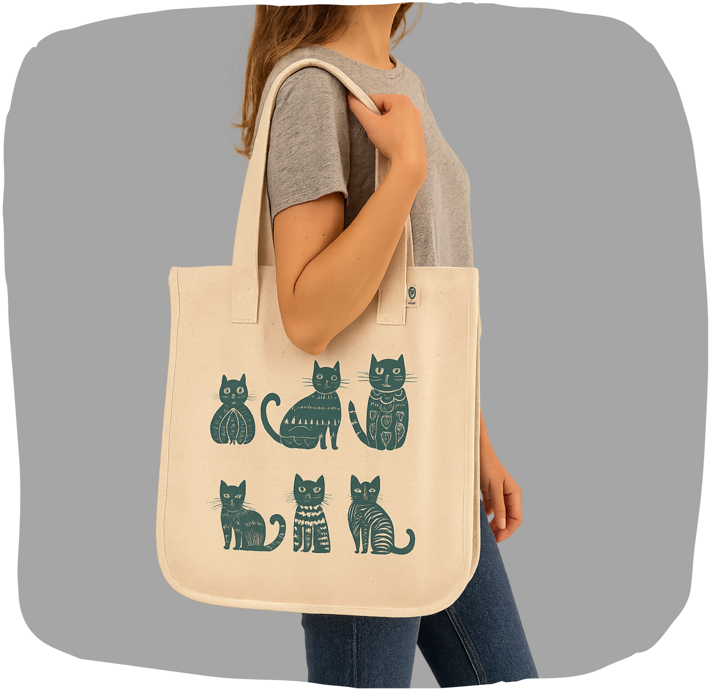 Sac de chanvre durable - Imprimé de chats