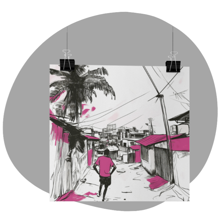 Poster imprimé écolo - Paysage des Caraïbes en style sketch