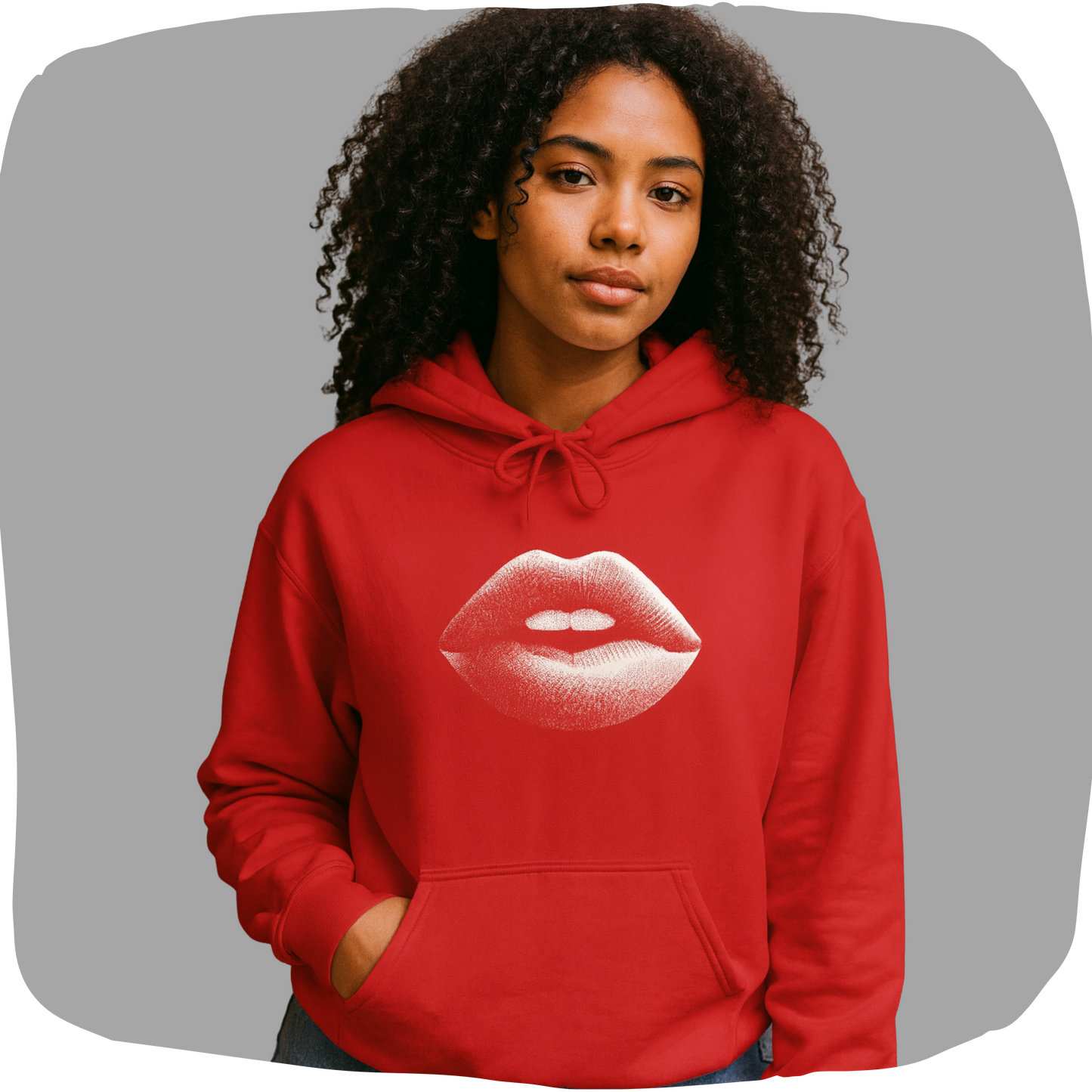 Sweat à capuche en coton durable – Design lèvres graphiques