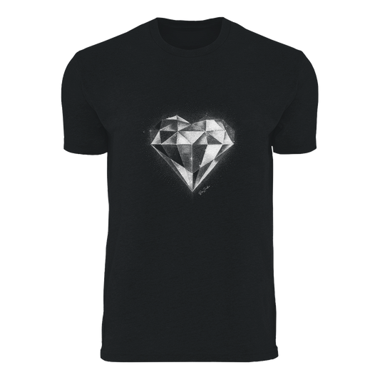 T-shirt oversized noir – Motif de cœur en diamant