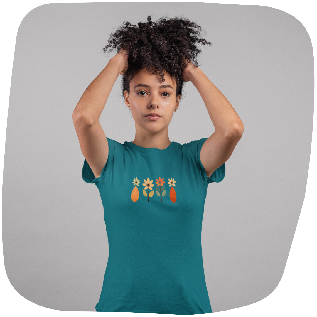 T-shirt unisexe en coton biologique Hibiscus - Motif floral - rose zombie