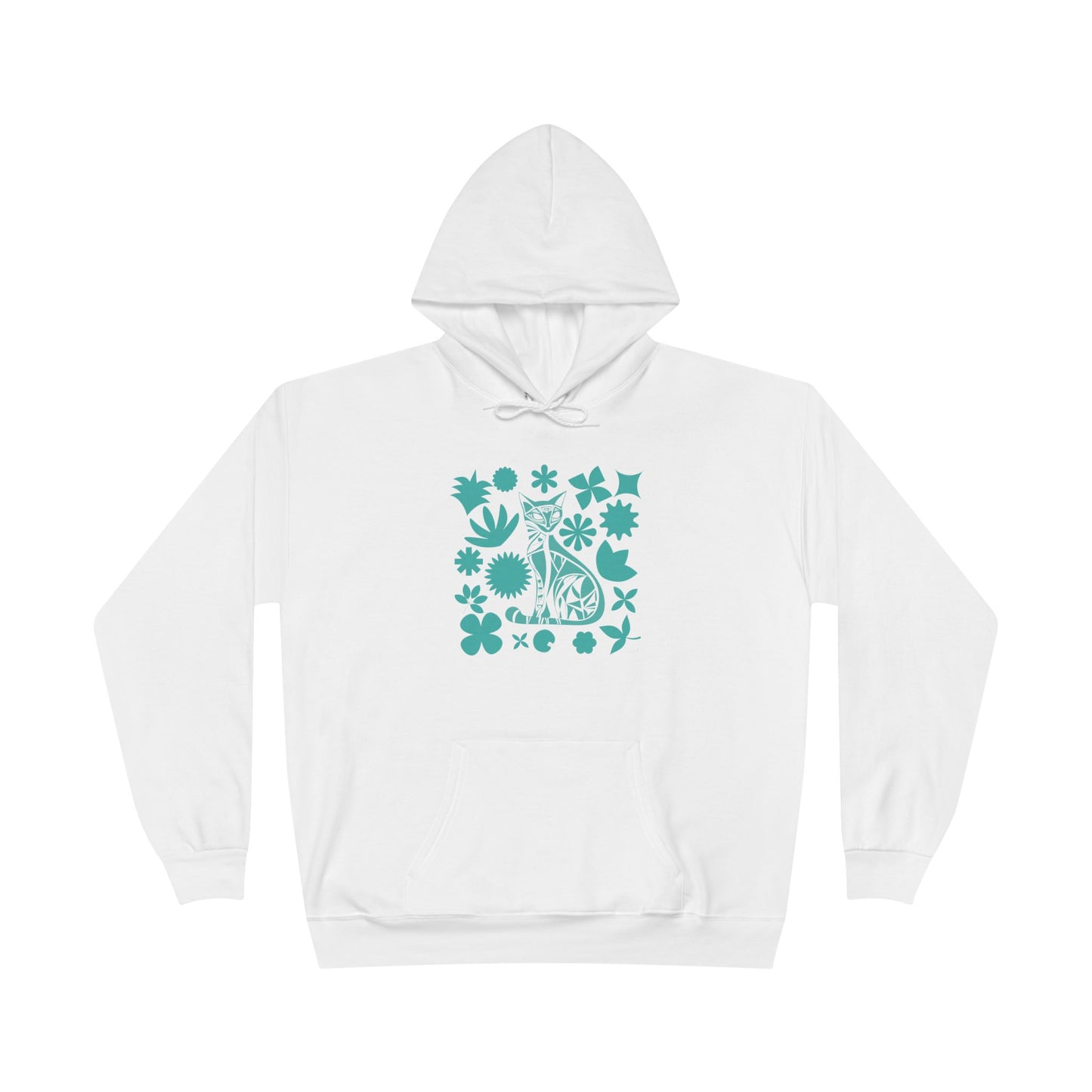 Sweat à capuche - Motif géométrique de chat - rose zombie