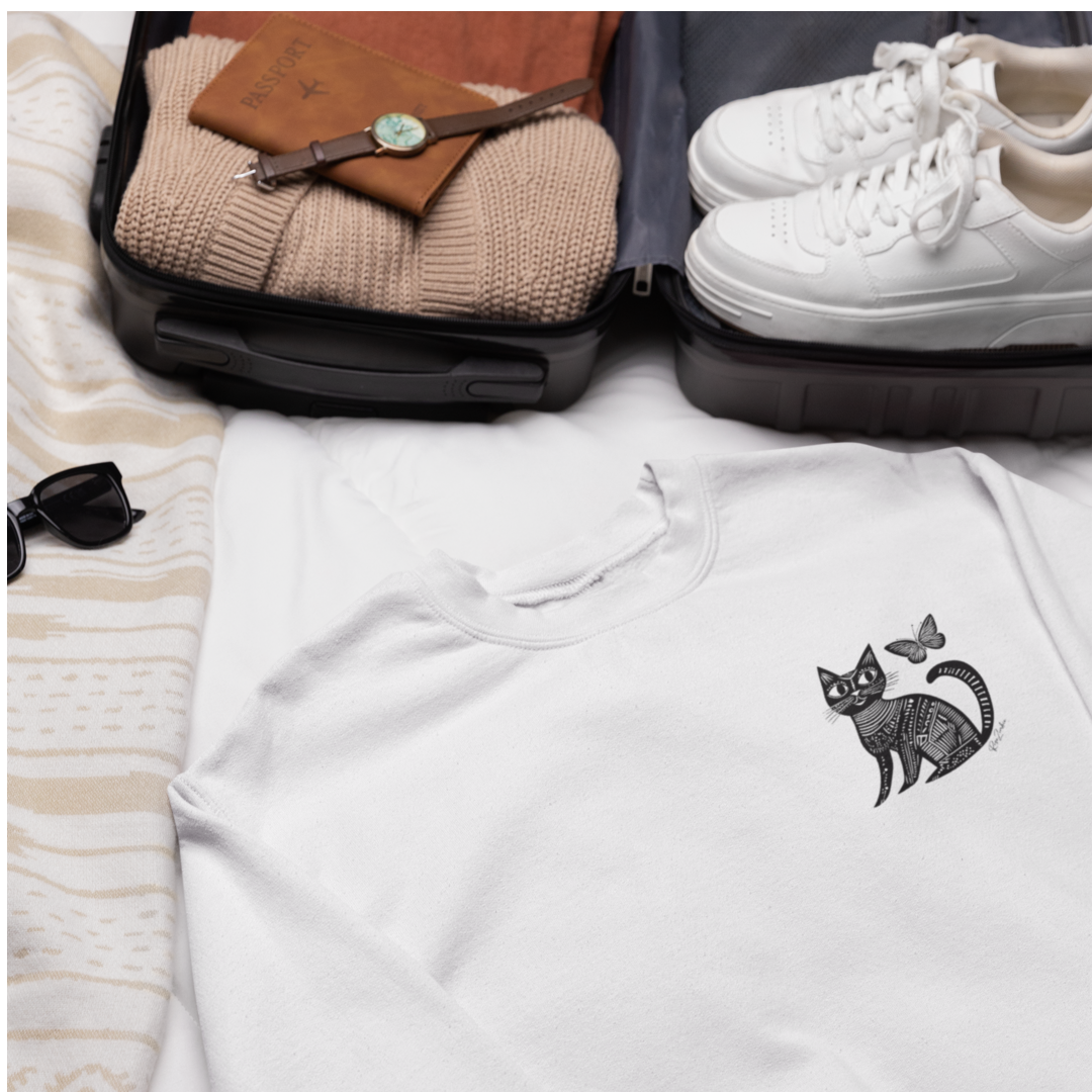 Pull écolo - Motif de chat - rose zombie