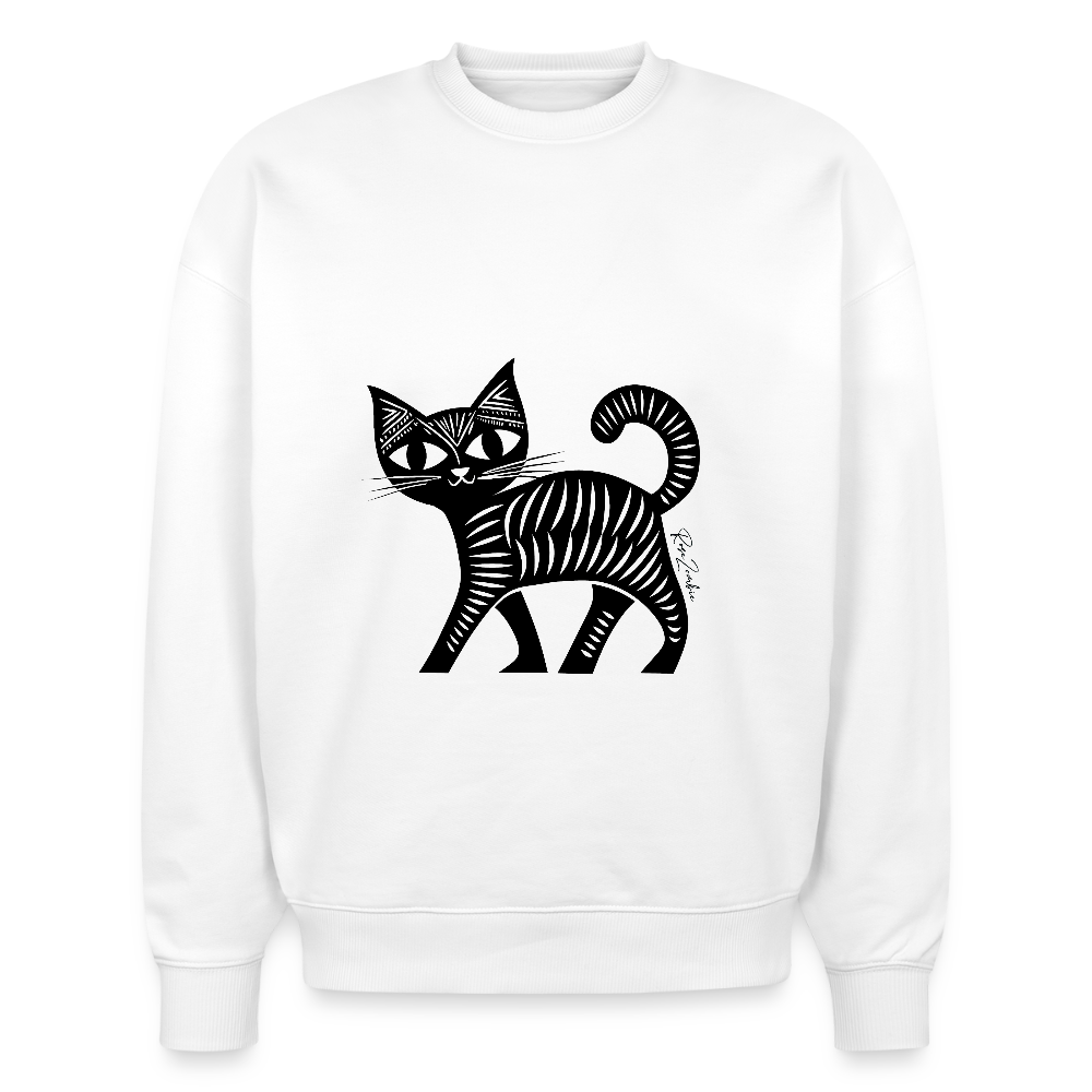 Pull surdimensionné en coton bio - Motif de chat - rose zombie
