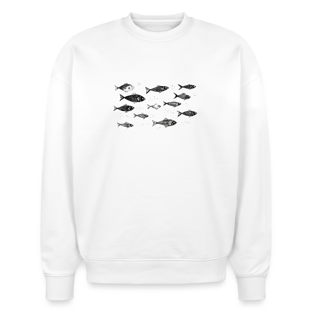 Pull surdimensionné en coton bio - Motif de poisson - rose zombie