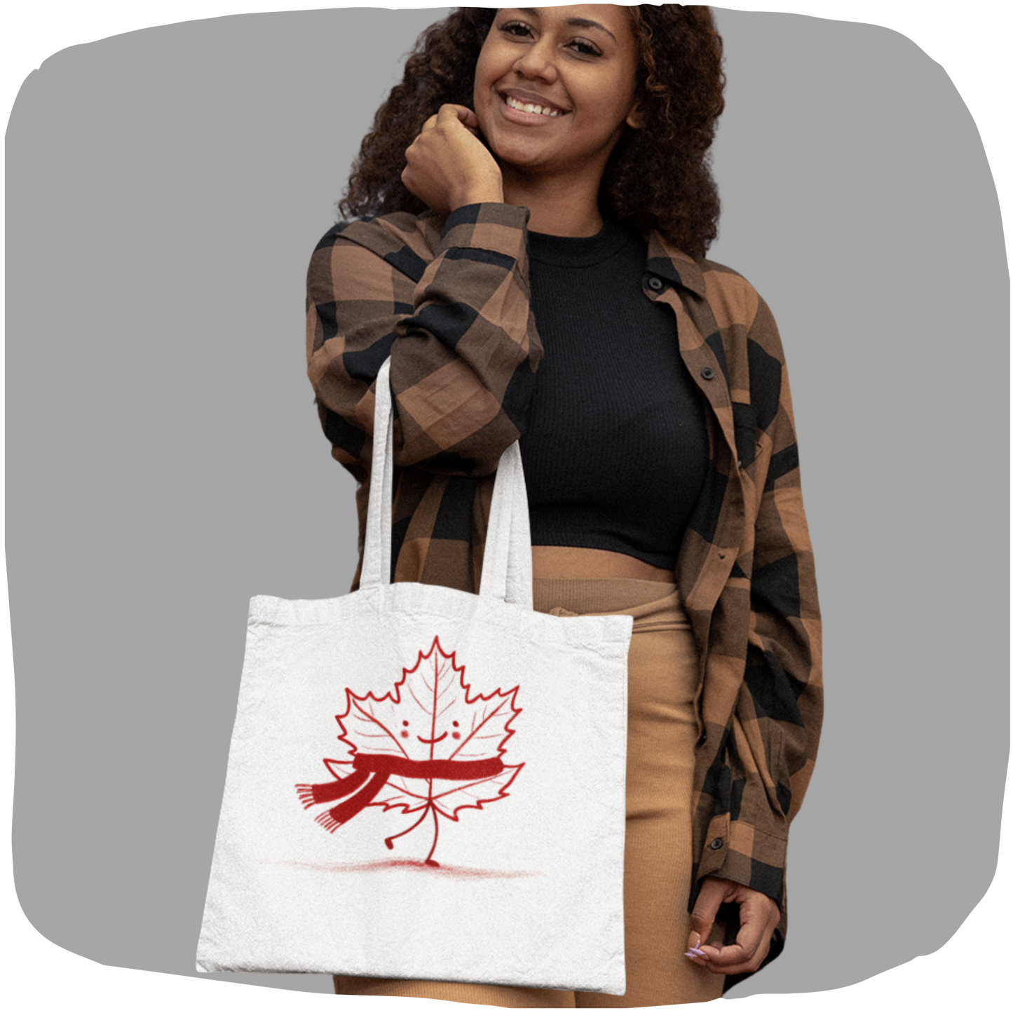 Sac tote en coton écolo - Feuille d'érable avec un foulard