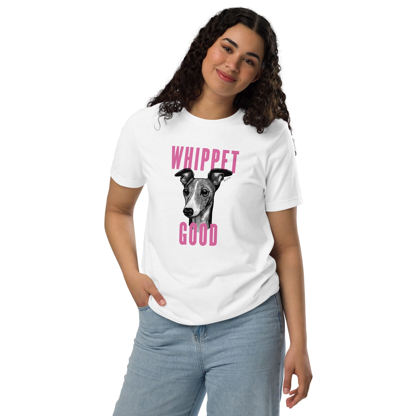 T-shirt blanc à la coupe classique écolo - Imprimé ludique de chien