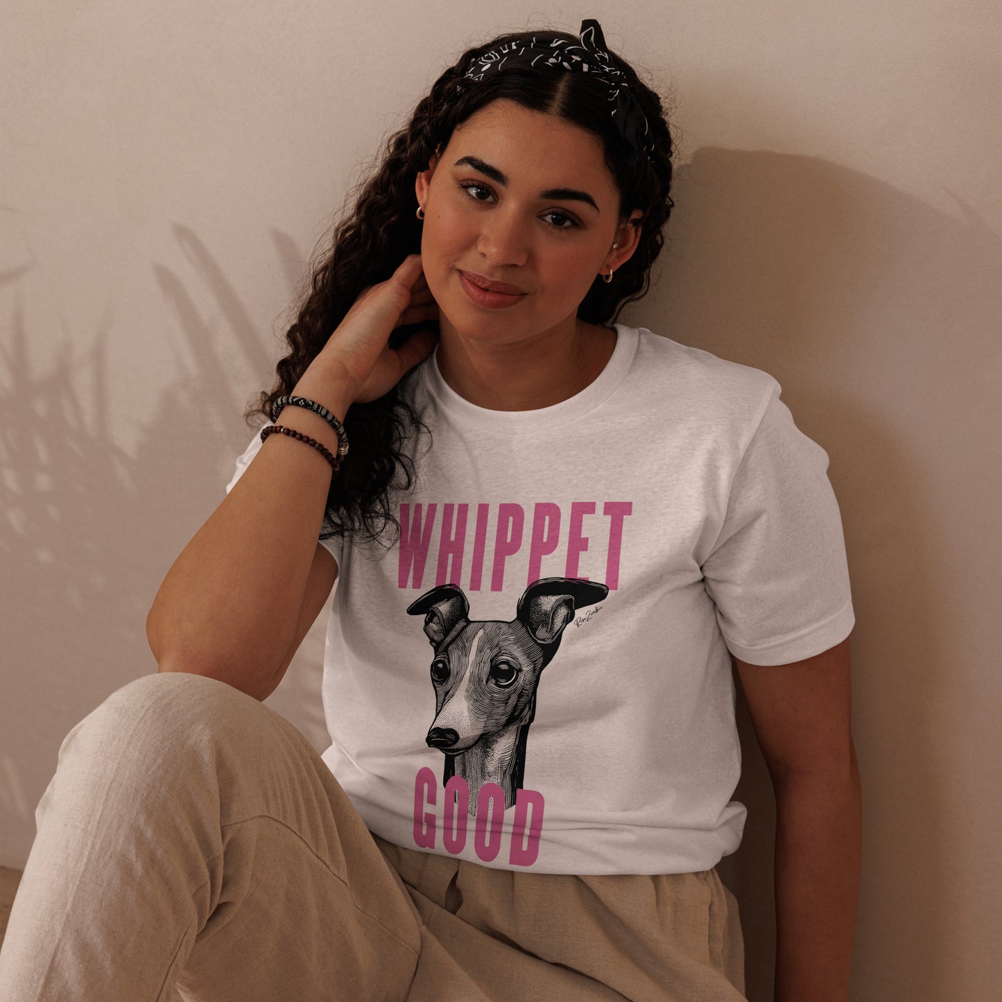T-shirt blanc à la coupe classique écolo - Imprimé ludique de chien