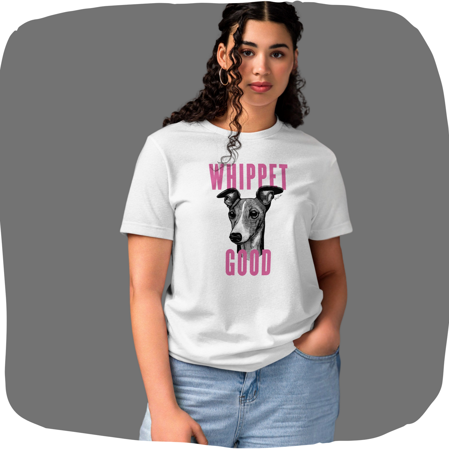 T-shirt blanc à la coupe classique écolo - Imprimé ludique de chien