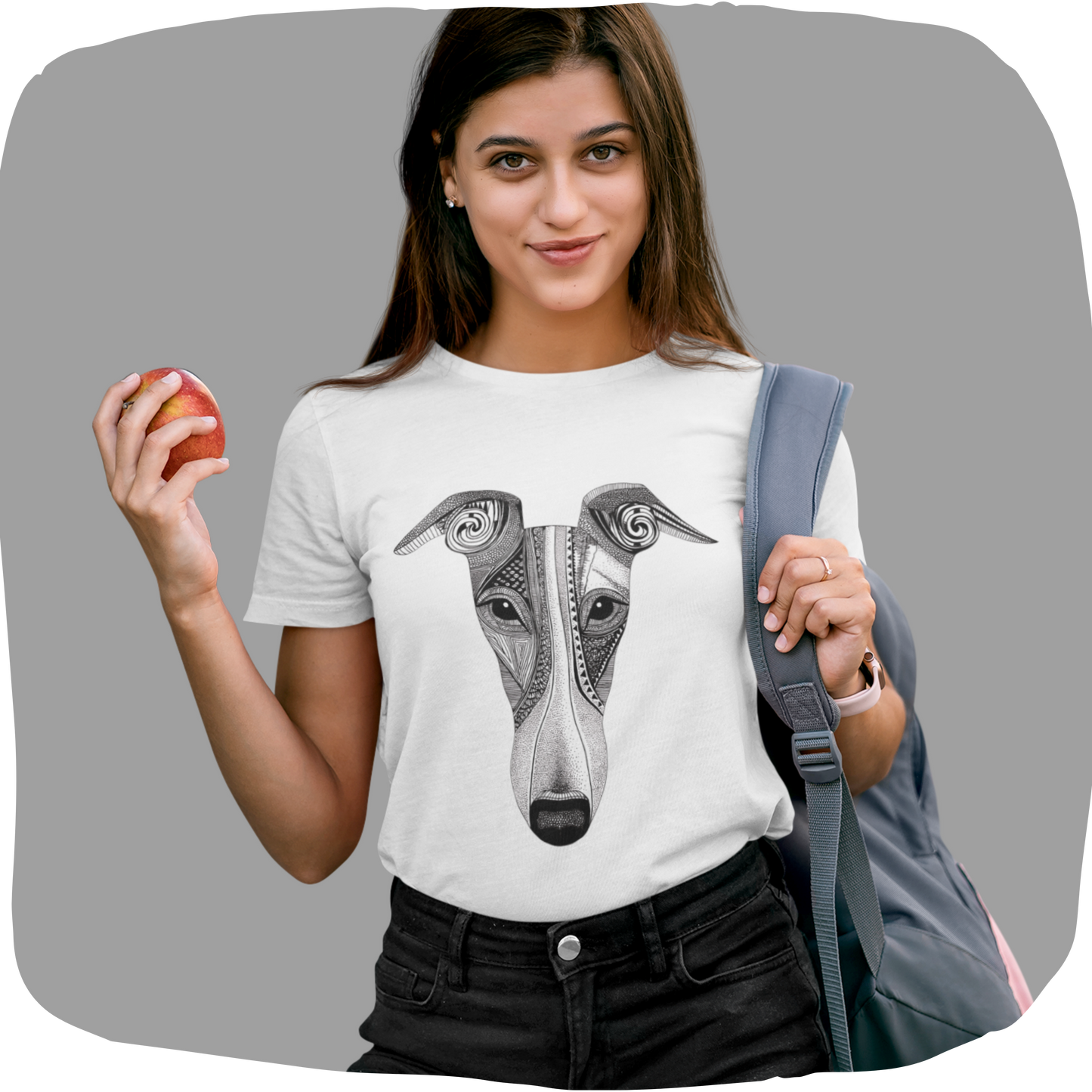 T-shirt femme en coton bio – Illustration artistique de lévrier