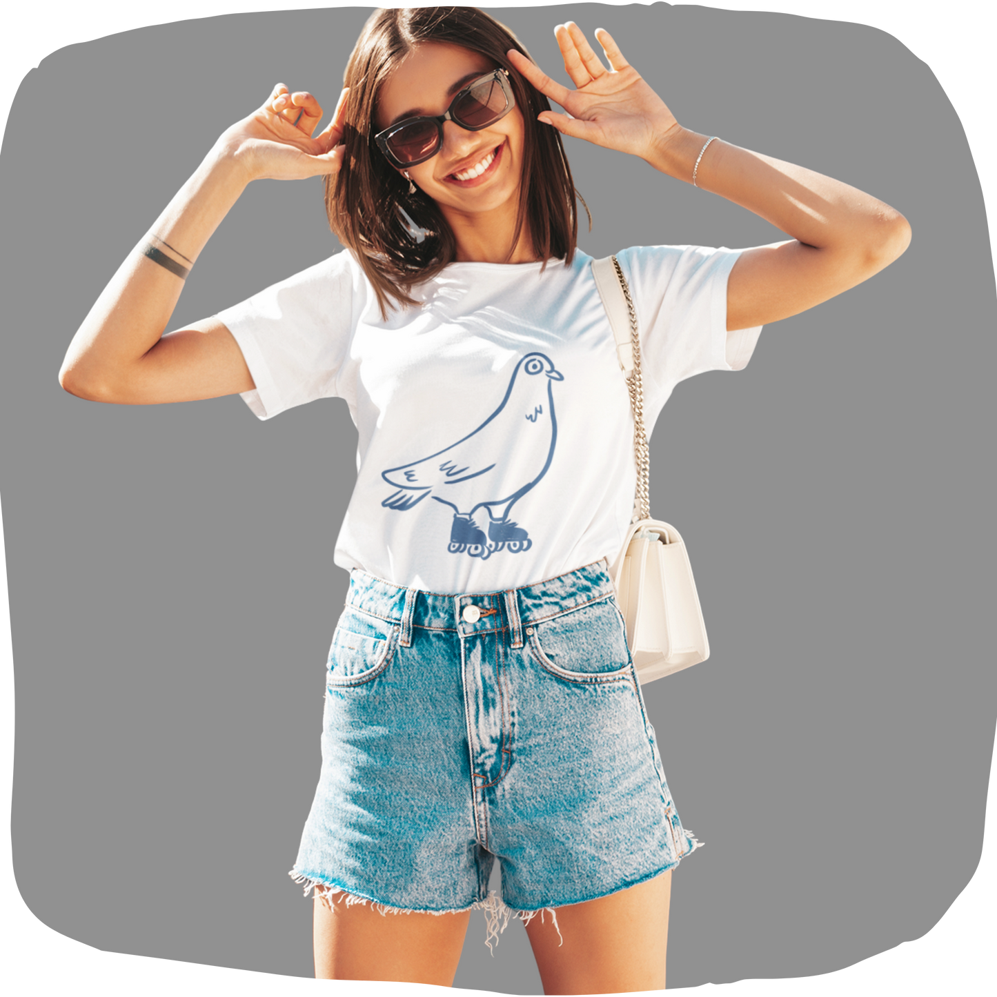 T-shirt en coton bio - Imprimé amusant de pigeon