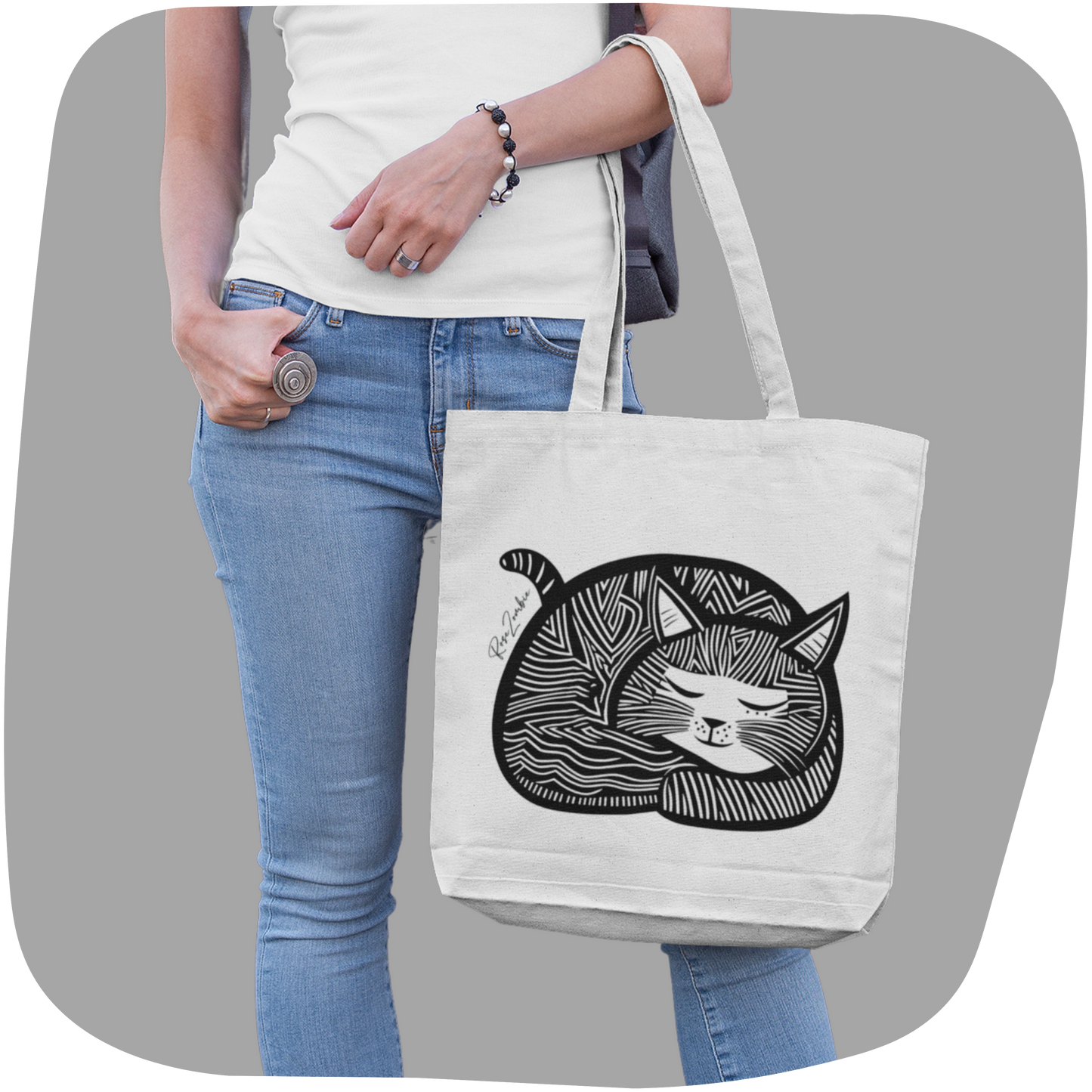 Sac tote en matériaux recyclés - Adorable imprimé de chat