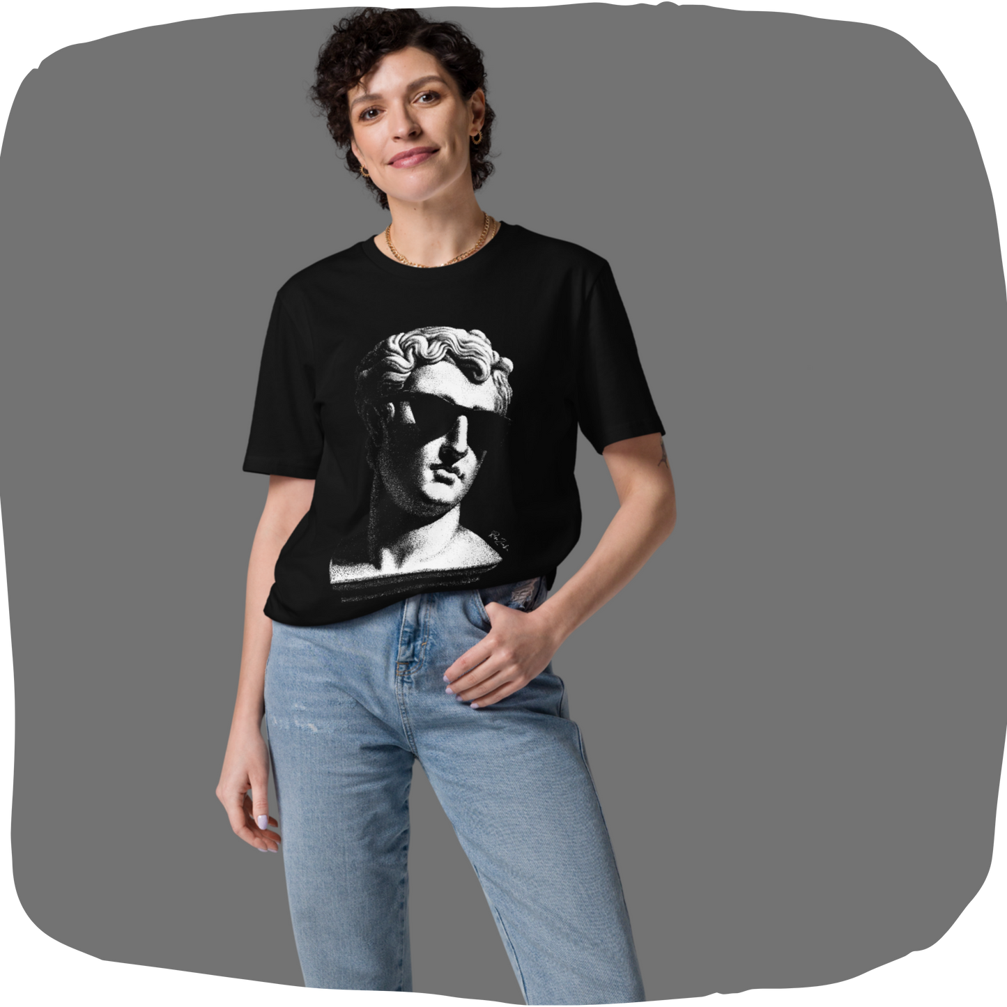 T-shirt en coton bio – Buste d'homme antique avec lunettes
