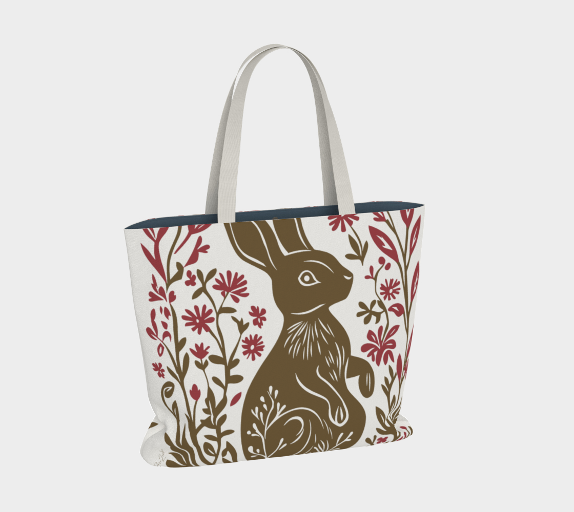Grand sac tote en toile de coton durable - Imprimé de lapin