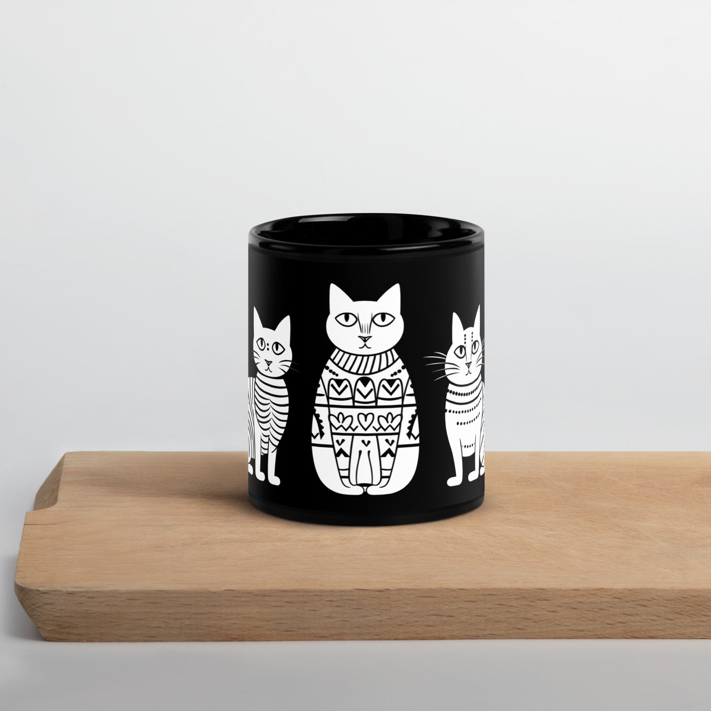 Tasse noire en céramique 11 oz - Imprimé de chats