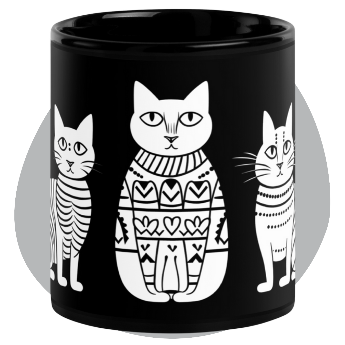 Tasse noire en céramique 11 oz - Imprimé de chats