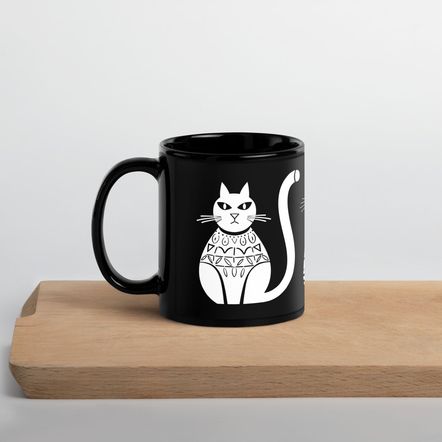 Tasse noire en céramique de 11 oz - Imprimé de chats