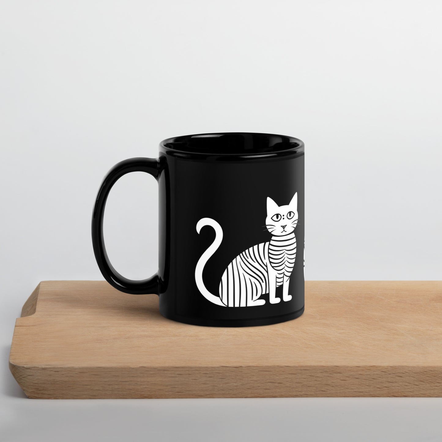 Tasse noire en céramique 11 oz - Imprimé de chats