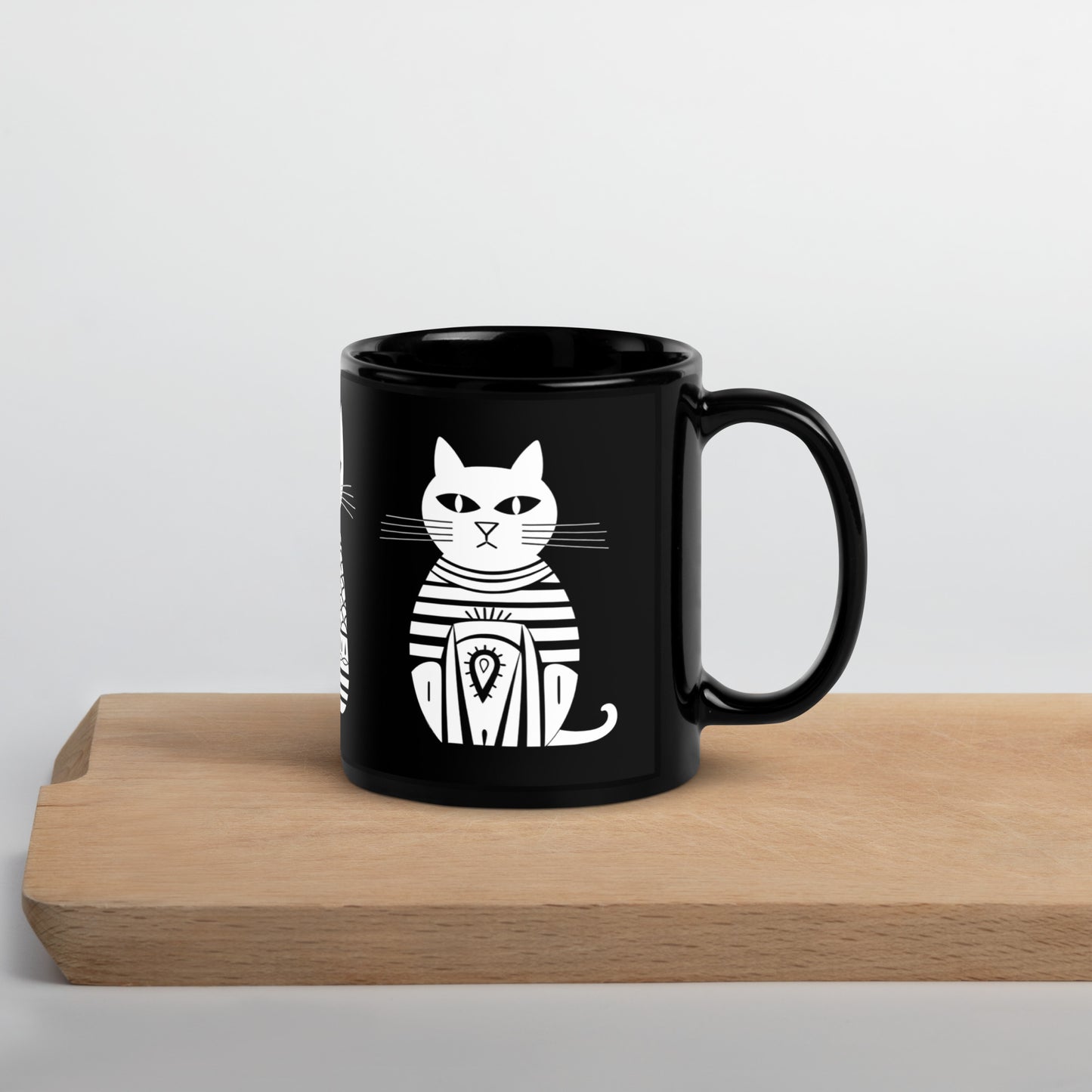 Tasse noire en céramique de 11 oz - Imprimé de chats