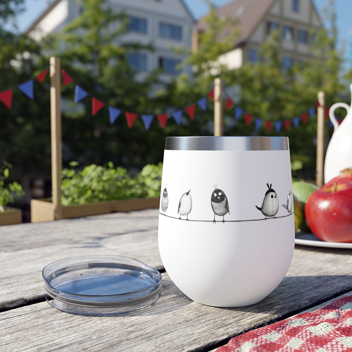Gobelet 12 oz en acier inox - Imprimé d'oiseaux ludique