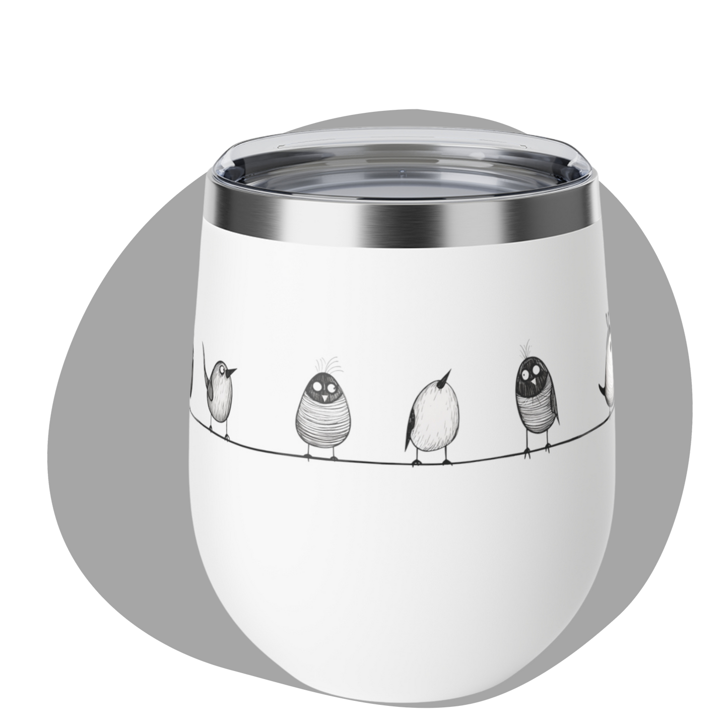 Gobelet 12 oz en acier inox - Imprimé d'oiseaux ludique