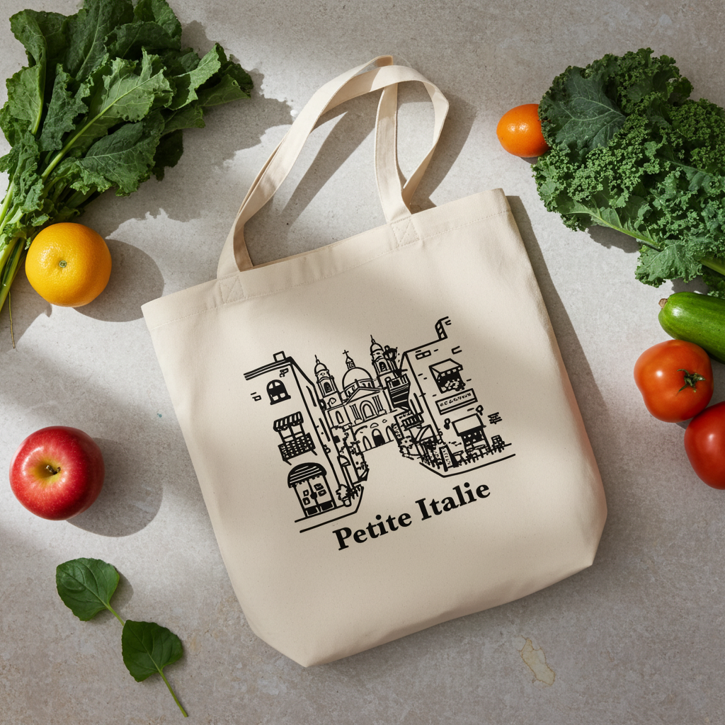 Sac tote beige en coton écolo - Petite Italie
