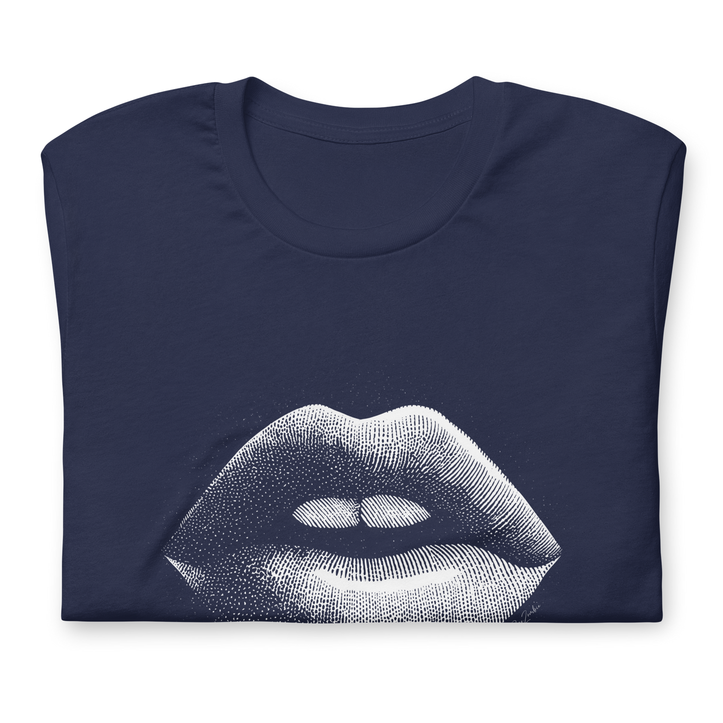 T-shirt écolo en coton recyclé – Motif artistique de lèvres