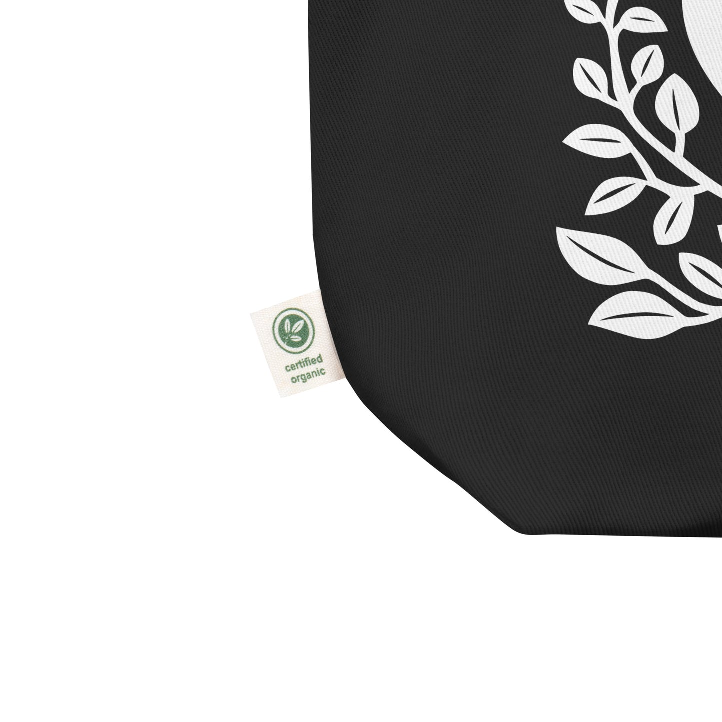 Sac tote noir en coton bio - Motif artistique d'oiseau - rose zombie