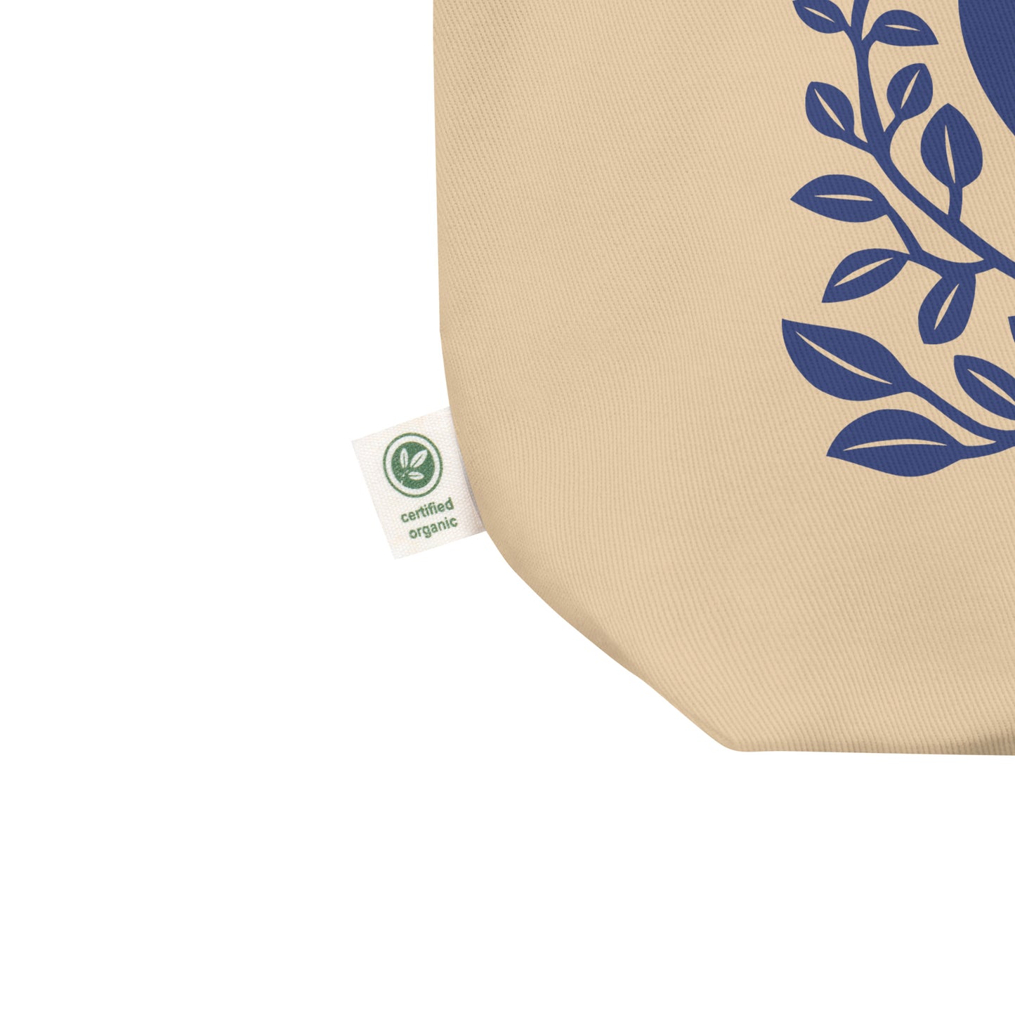 Sac tote beige en coton bio - Motif artistique d'oiseau - rose zombie