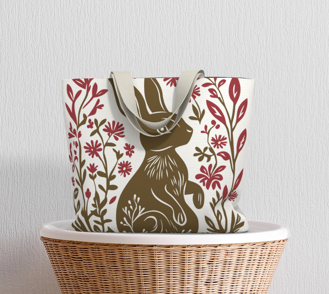 Grand sac tote en toile de coton durable - Imprimé de lapin
