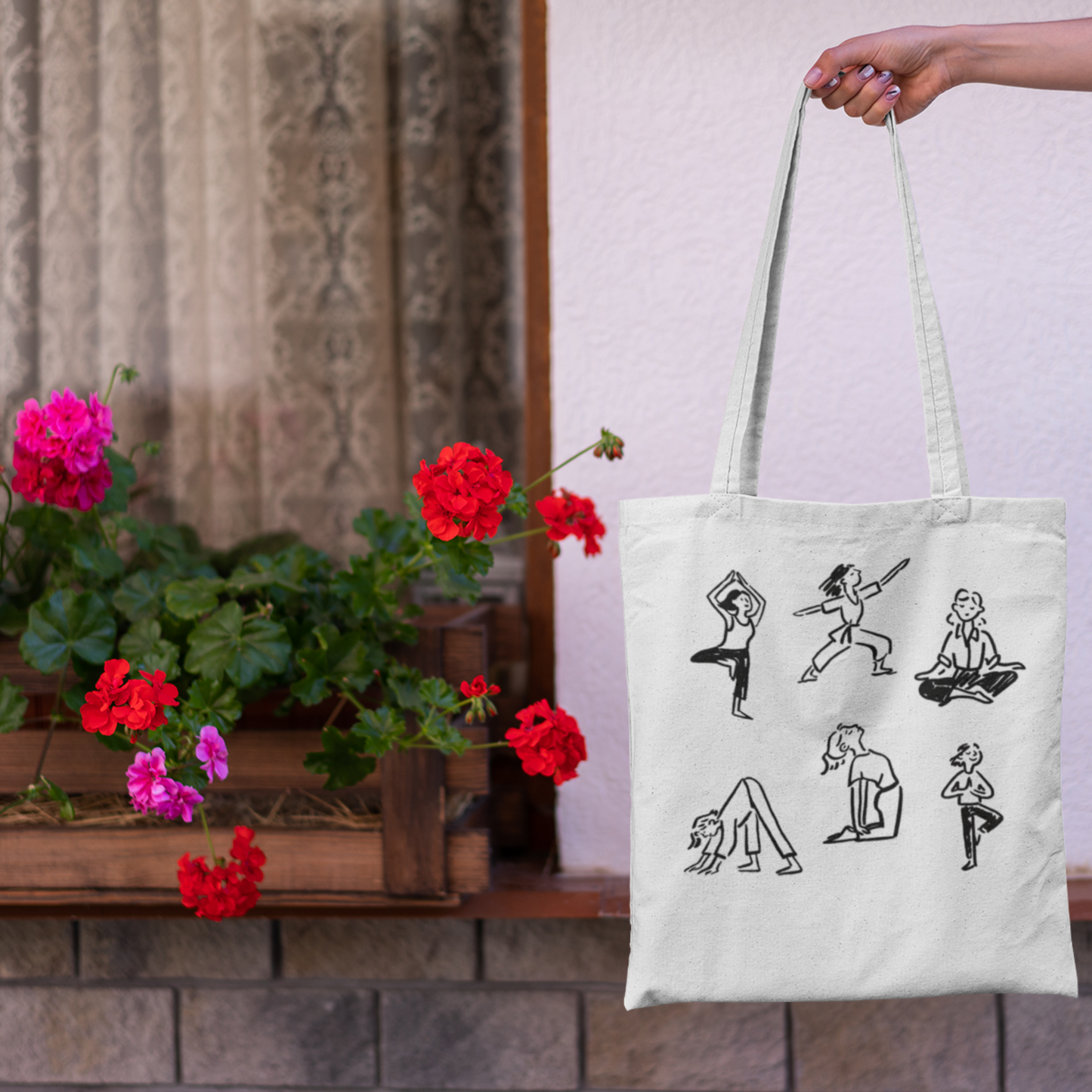 Eco-friendly cotton tote bag - Yoga poses