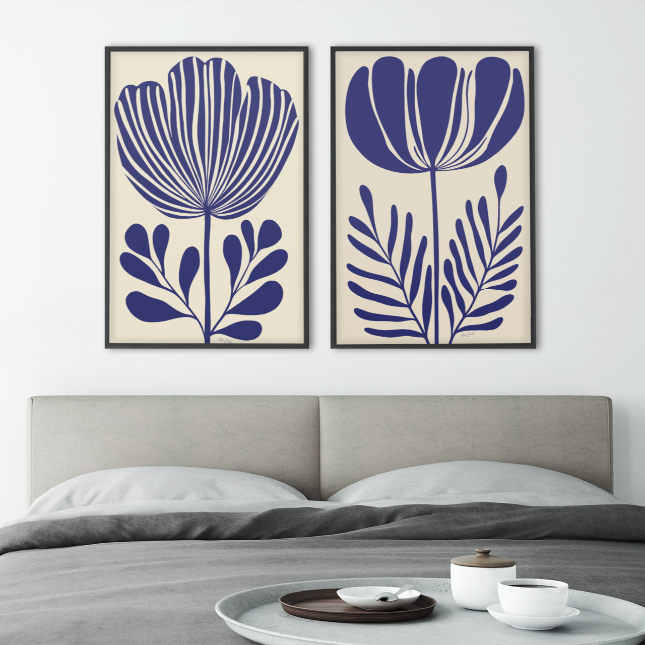 Affiche de fleur tropicale en style linogravure