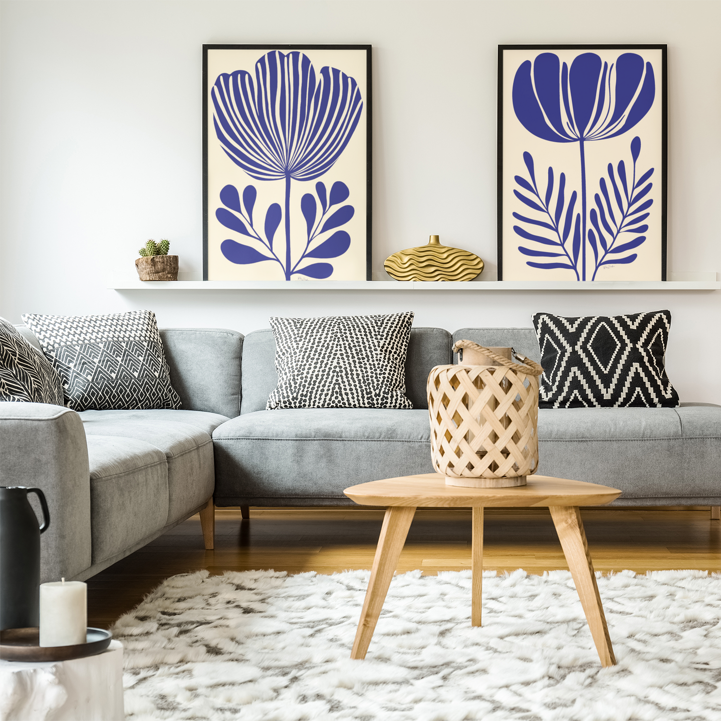 Affiche de fleur tropicale en style linogravure