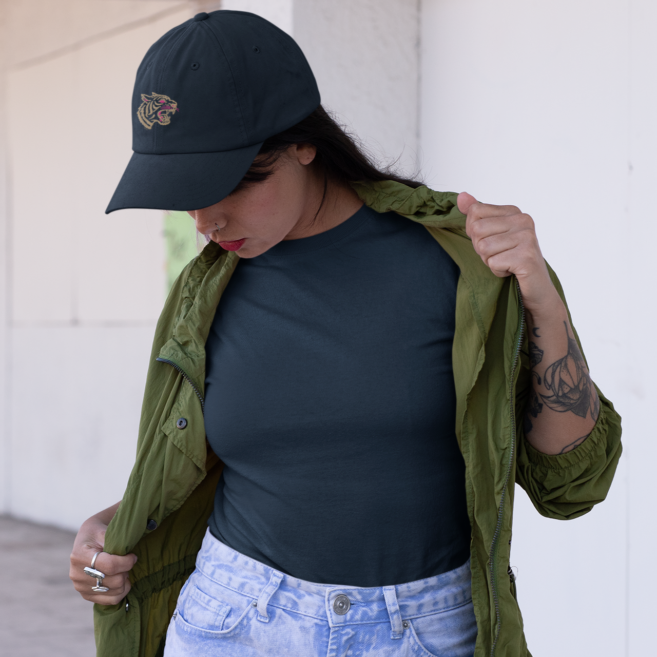 Casquette de baseball en coton bio - Imprimé de tigre brodé