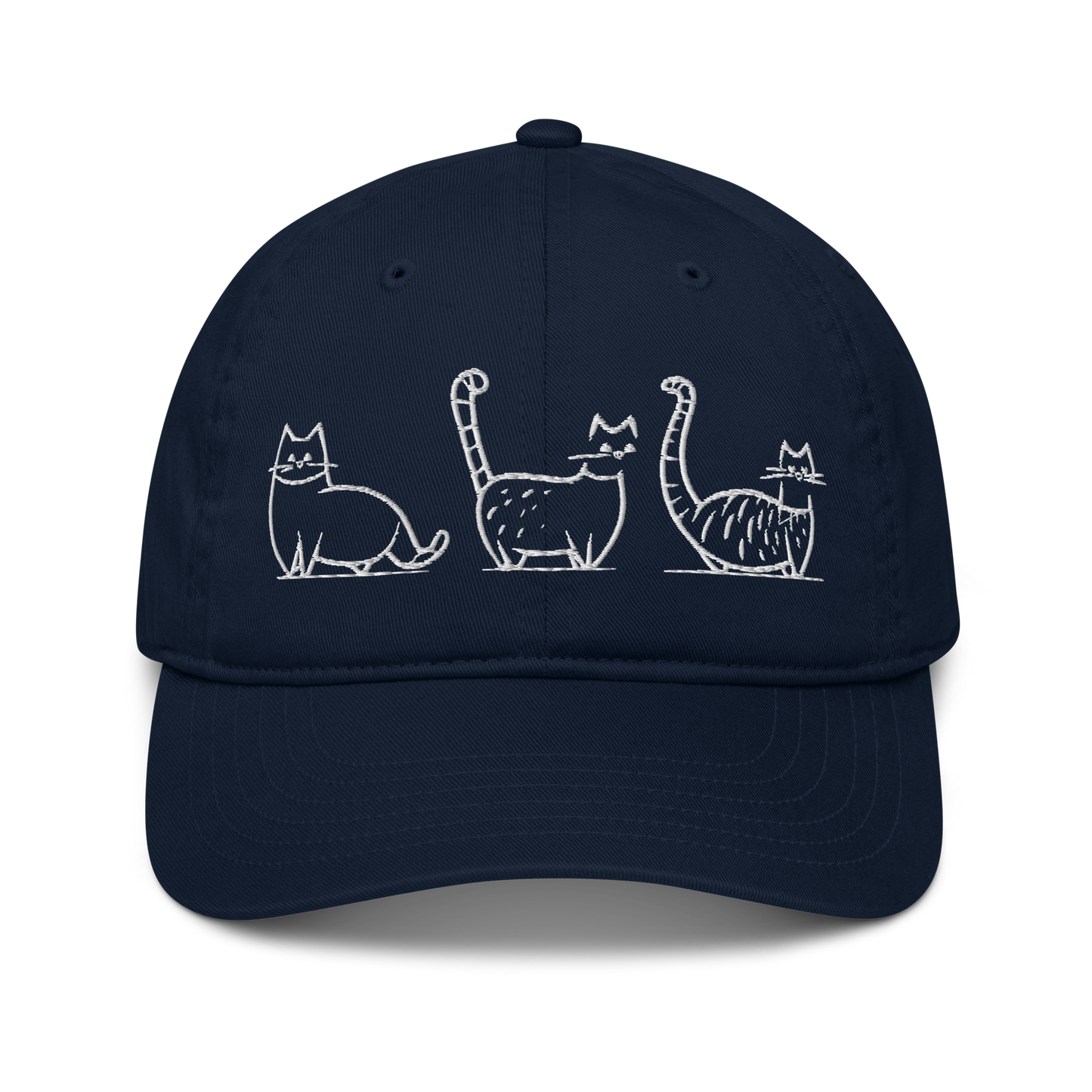 Casquette en coton biologique Kawaii - Motif de chats brodé - rose zombie