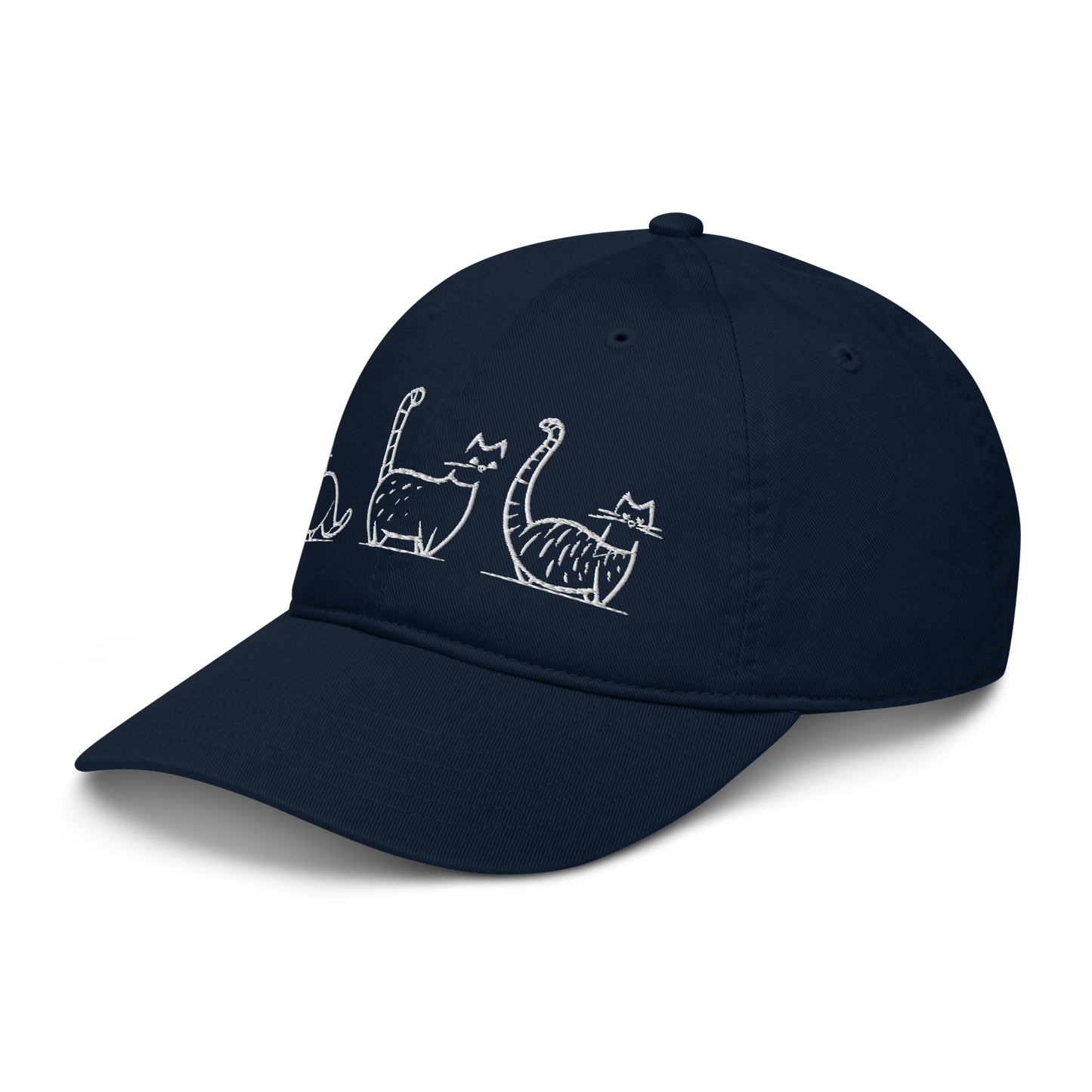 Casquette en coton biologique Kawaii - Motif de chats brodé - rose zombie