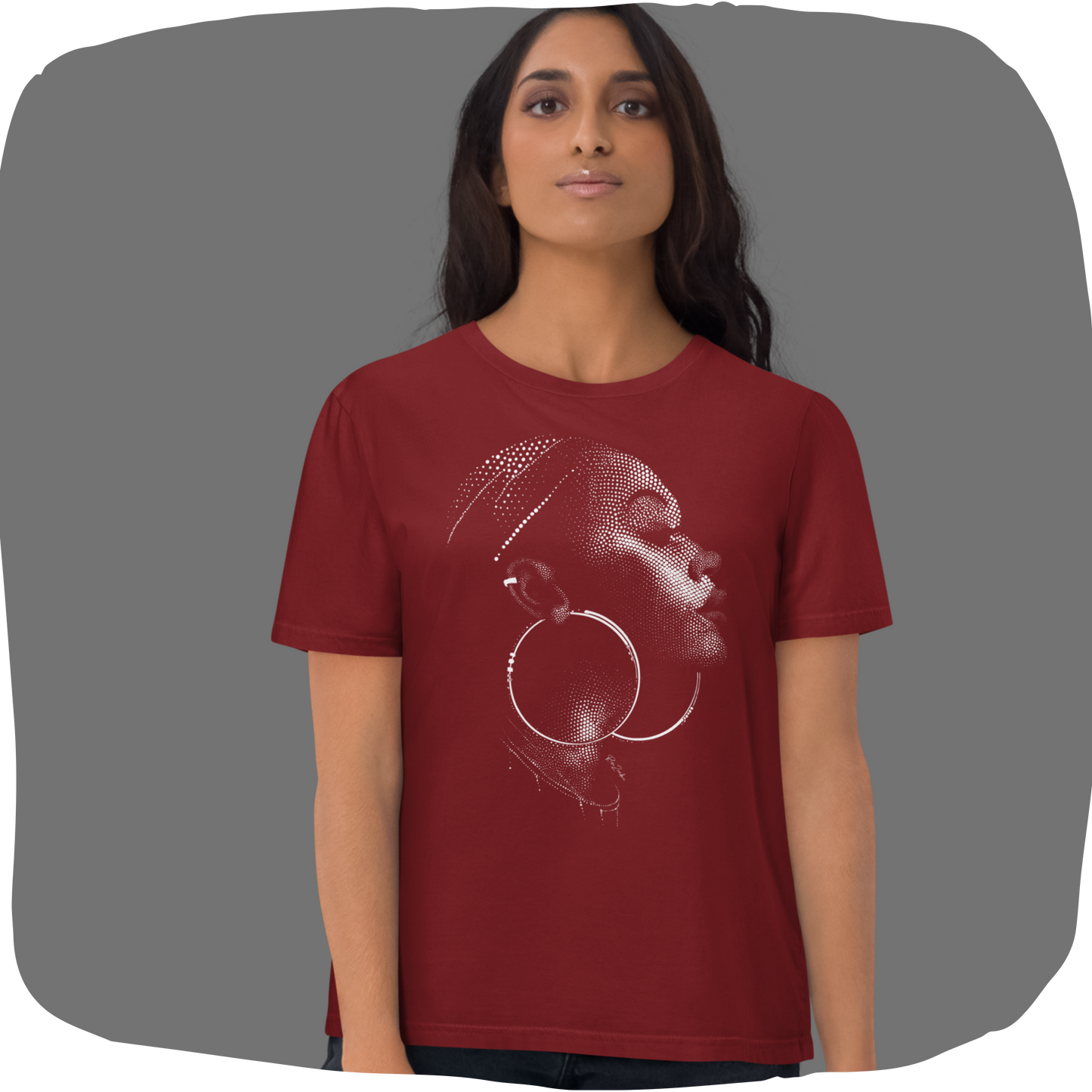 T-shirt en coton bio – Portrait artistique de femme créole